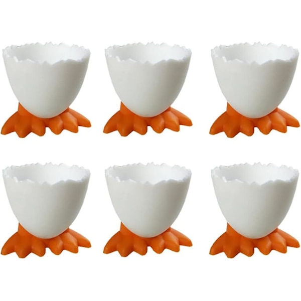 6 Pcs Egg Cups Cartoon Egg Holders Soft Hard Boiled Egg Cups for Breakfast Brunch Soft Boiled Egg(White)