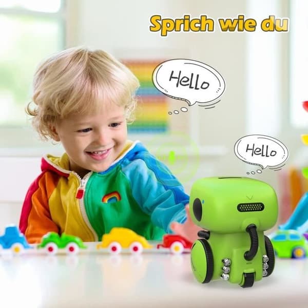Intelligent robot for children touch control - voice control - interactive toy - green