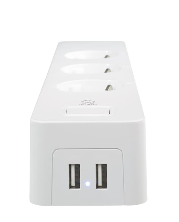 3-vejs stikdåse med 2 USB-porte