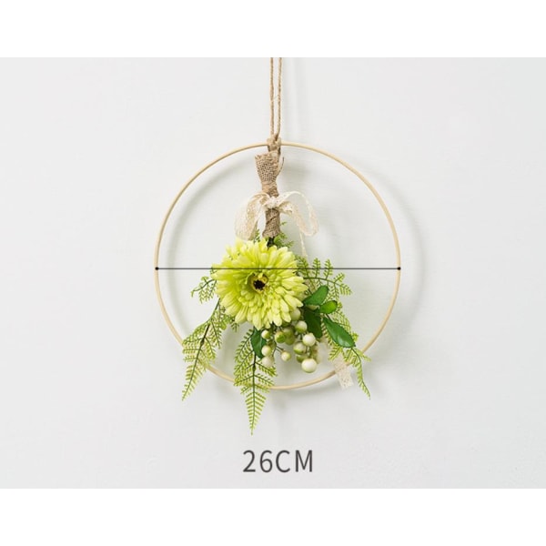 Väggmonterad corolla konstgjord blomma-(26*26*3cm) grön gerbera bukett krans