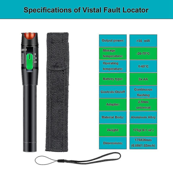 30mw 30km Visual Fault Locator Fiber Light Tester Vfl Optic Cable With Single Mode Male To Lc Femal