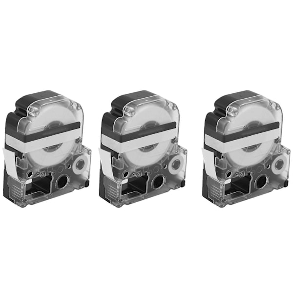 3 stk. 12 mm Label Maker Tape Label Maker Sort på Hvid Label Tape til Epson/KingJim Printer