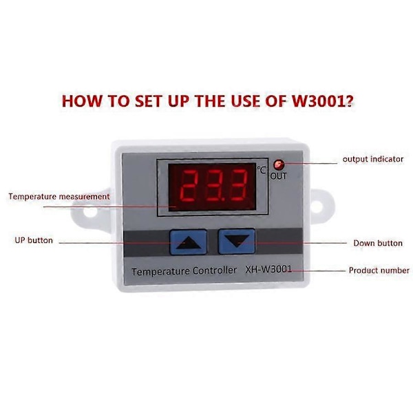 12V Digital LED Temperaturregulator Termostat Kontrollbryter