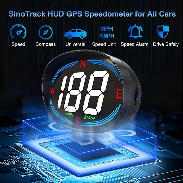 HUD GPS-nopeusmittari Universaali Auton Tuulilasiin 2.7 tuuman Nopeusmittari Kompassilla ja Ylinopeusvaroituksella Kaikille Ajoneuvoille