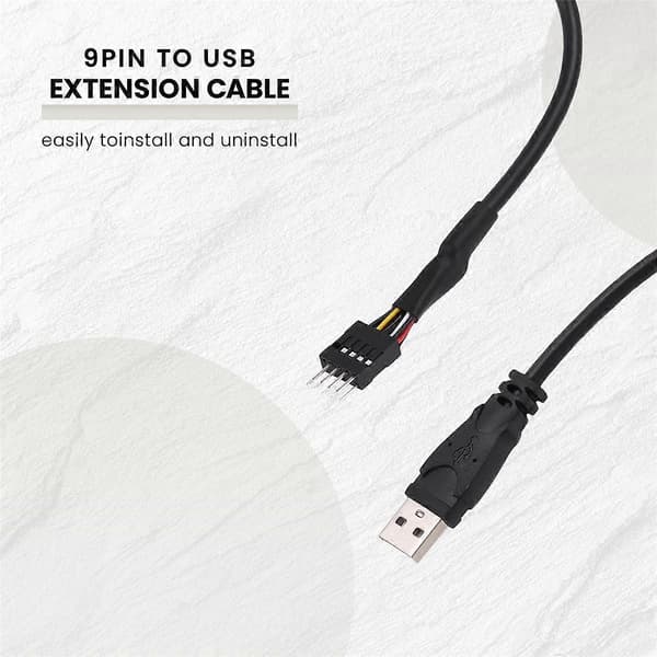 2 stk. 20 cm 9-pin han til ekstern USB A han PC bundkort intern dataforlængerkabel
