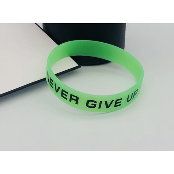 1 st silikonarmband Ge aldrig upp armband, ljusarmband grönt)