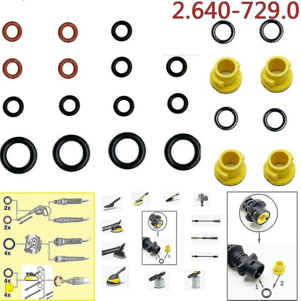 2 0stk Karcher K2 K3 K4 K5 K6 K7 høytrykksvaskers tetningsring O-ring tetning 2.640-729.0