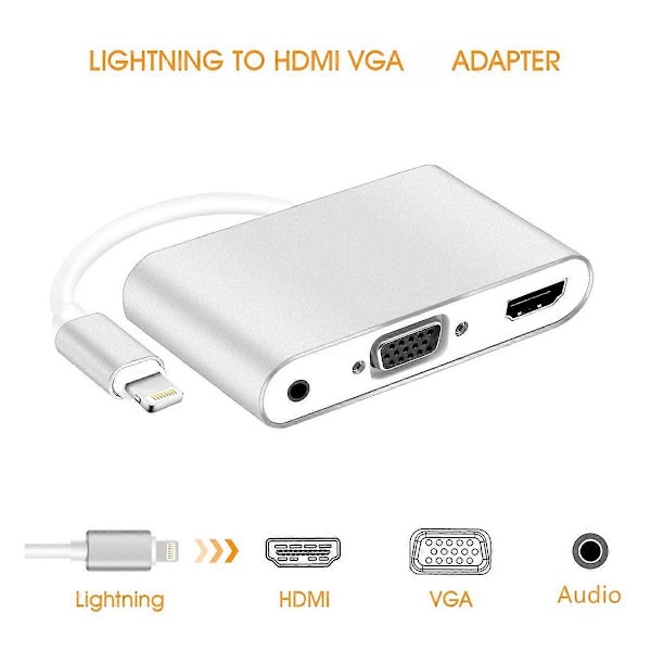 Lightning til HDMI/VGA Adapter med Lyd