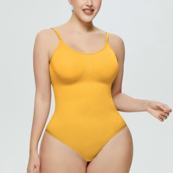 Naisten bodi Tummy Control Shapewear Saumaton muotoileva stringi Body Shaper Tank Top Beige Yellow L