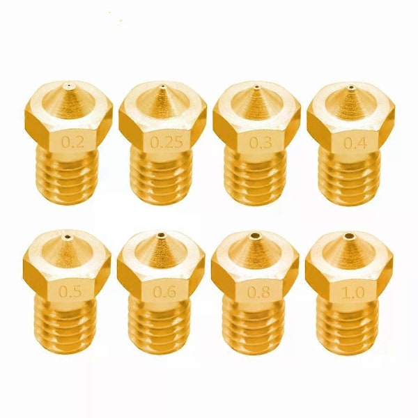 3D Printer Dyse Sæt - 8 STK E3D-V5 V6 M6 Gevind Hot Nozzles 1.75/0.5mm
