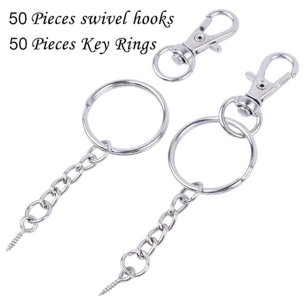 50 Stk. Metal Drejelige Låse Snaps Lanyard Snap Krog Hummer Klo Lås og Nøgleringe Nøglering med 11mm