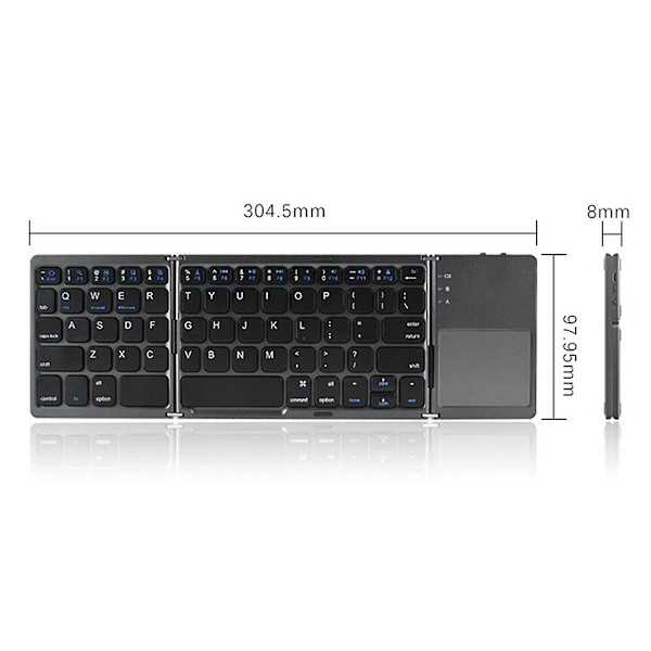 Bluetooth Tastatur Foldbar Trådløs Tastatur Touchpad til IOS/Android/Windows Tablet Mobiltelefon Nøgle