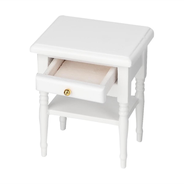 1:12 Hvid Mini Soveværelse Indretningsartikler Træ Natbord Model