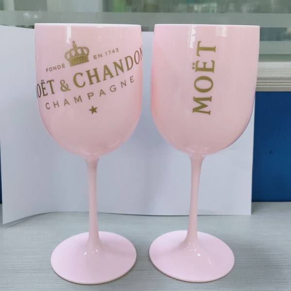 2. Plast Vin Party Vit Champagne Moet Glas pink