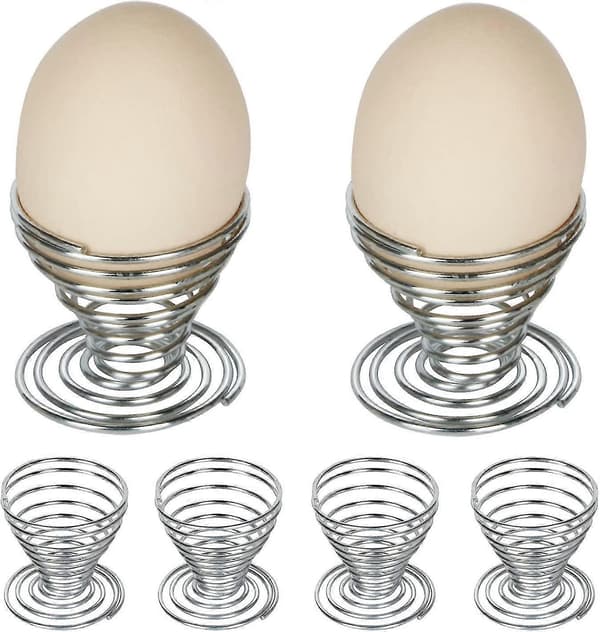 6 X Spiral Æggebæger i Rustfrit Ståltråd