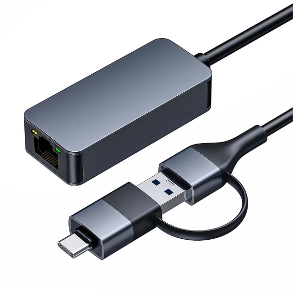 2I1 USB3.0/Type-C til RJ45 Ethernet Adapter 1000Mbps Netværkskort Adapter Kablet netværkskonverter