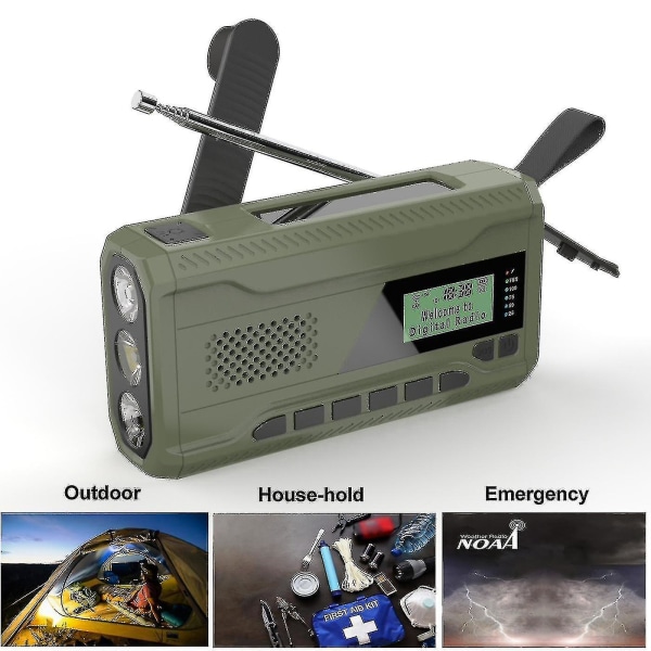 Bärbar Dab/fm-radio, 4000 mah Dynamo Solar Radio, Solar Crank Radio, Survival Solar Radio Dab Radio USB laddare