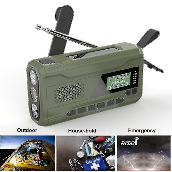Bærbar Dab/fm-radio, 4000mah Dynamo Solar Radio, Solar Crank Radio, Survival Solar Radio Dab Radio Usb-oplader