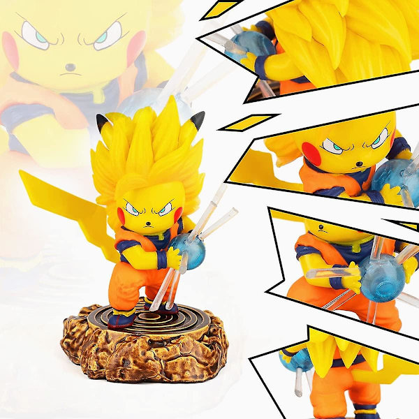 Actionfigur Pikachu Goku Figur GK Super Saiyan 3 ssj3 Samling Fødselsdagsgaver PVC 4 Tommer