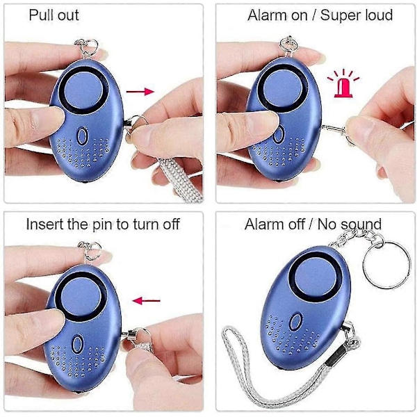 5-pakke 140db Personlig Sikkerhetsalarm Nøkkelring Med LED-lys, personlig alarm