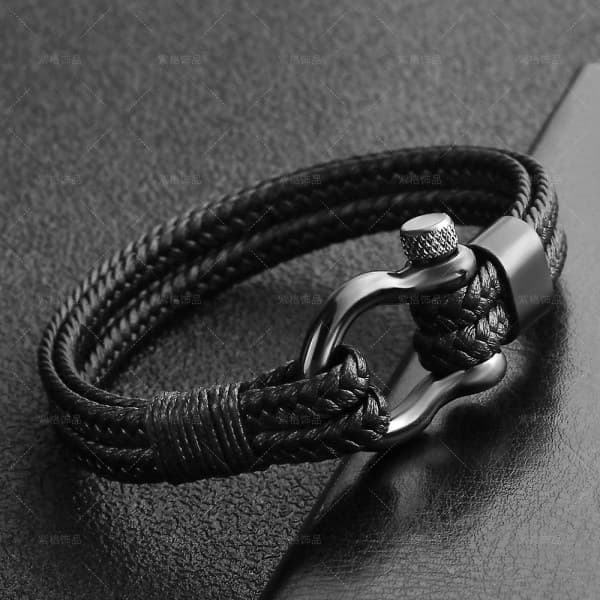 Flätat armband - Musta