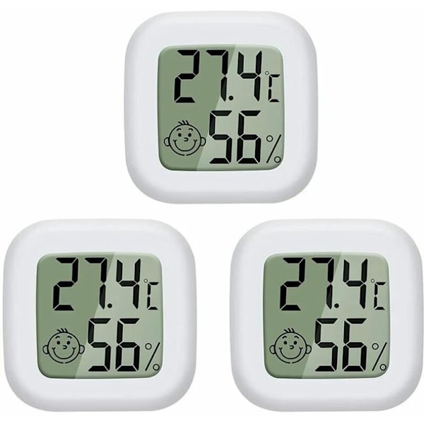 Mini LCD Digitalt Indendørs Hygrometer Termometer, Bærbar Høj Præcision Temperatur Fugtighed -50℃ 70℃ 10% 99% RH Guazhuni (Hvid) 3stk