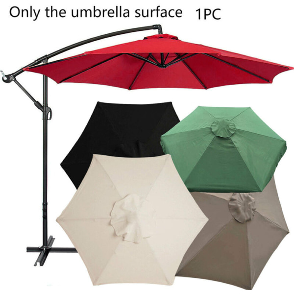 Cover för parasoll, 6 revben, 2 m, vattentätt, anti-UV, ersättningstyg, mörkgrön