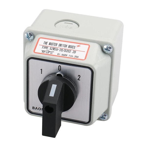 Universal Rotary Changeover Switch SZW26-20/D202.2D med Master Switch Exterior Box 660V 20A 3 Position 2 Phase