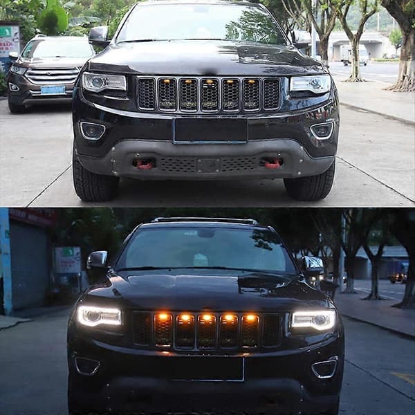 5 STK Bil Front Grill Lys Passer til Durango 2011-2021 Grill LED Gule Lys Sort Linse