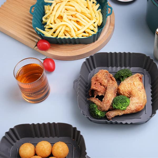 Silikonskål for airfryer 16 cm grå
