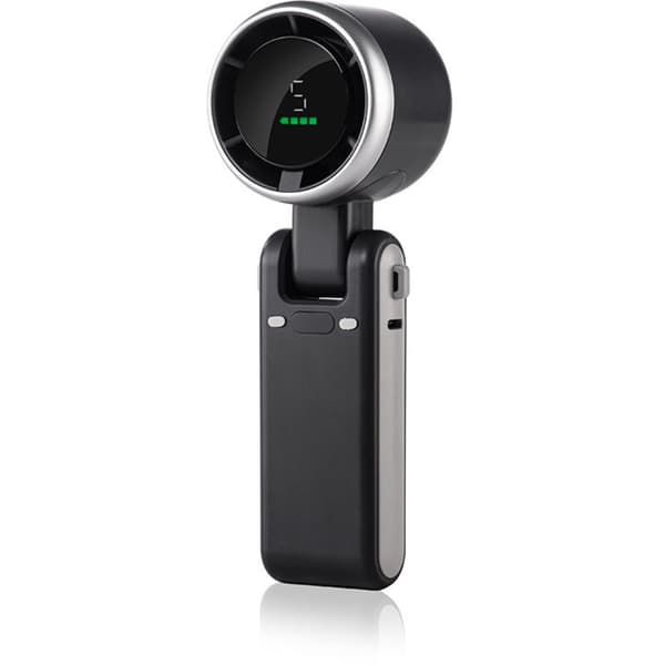 Mini bærbar turboventilator. Med LED-display. 180° rotation, 3-i-1 foldbart design, 5 blæserhastigheder (sort).