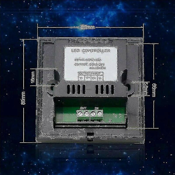 DC 12V-24V Touch Panel LED Lysdæmper Smart Controller Vægmounted Switch (farve: sort) - Yvan
