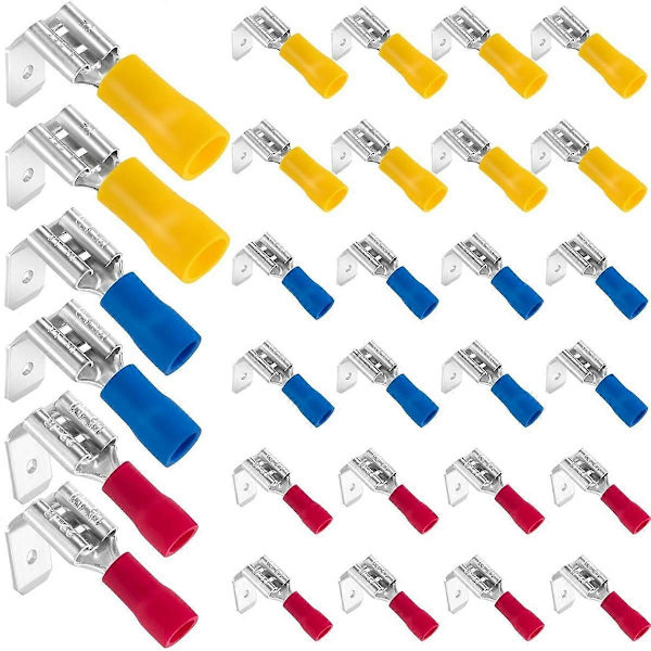 Spade-stik, 22-10 AWG 1/4 tommer hurtig afbrydelse piggyback spade sortimentssæt, hun/han ledning kabel crimp terminaler