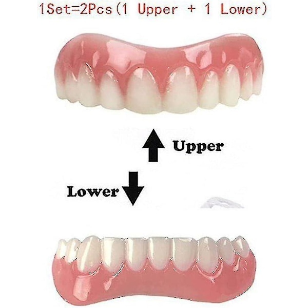 Øvre og nedre finérproteser for kvinner og menn Falske tenner Naturlig nyanse! Fiks smilet ditt hjemme på få minutter!