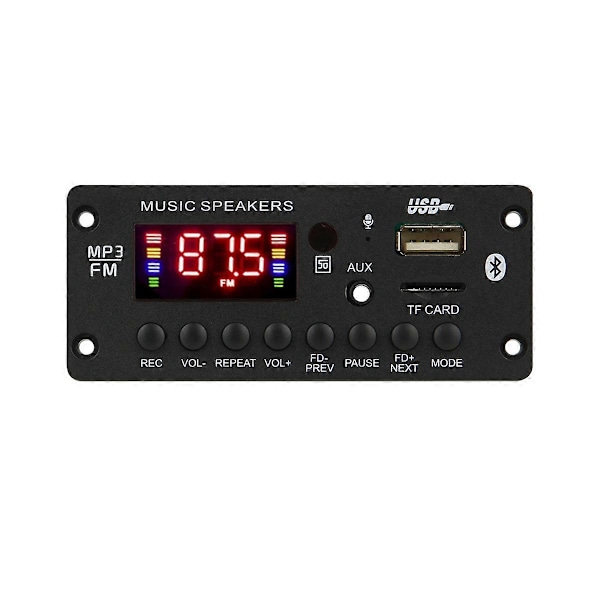 50W Forsterker 12V MP3 Dekoderkort Bluetooth 5.0 25W Bil MP3 Spiller USB Opptaksmodul FM AUX Rad