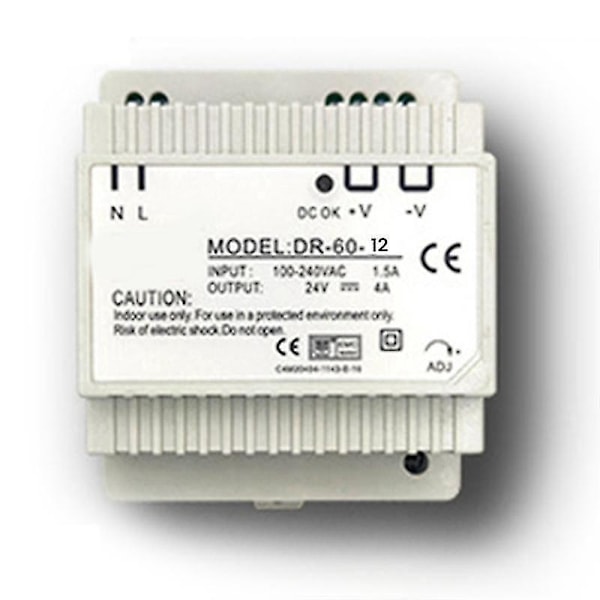 -60-12 Transformer 12 Volt 5 Amp Indrial DIN Rail AC til 12v (12