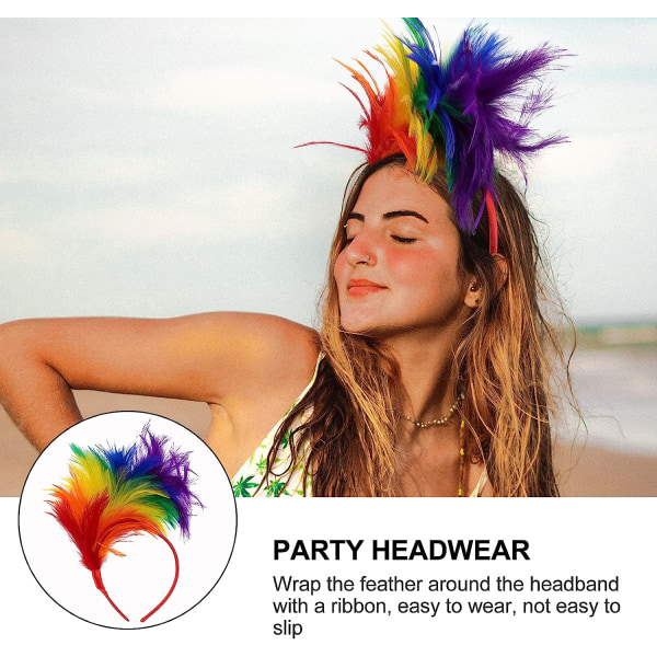 1 stk farverigt fjerpandebånd, charmerende tiara cosplay pandebånd Carnival Party Tiara påske (farve)