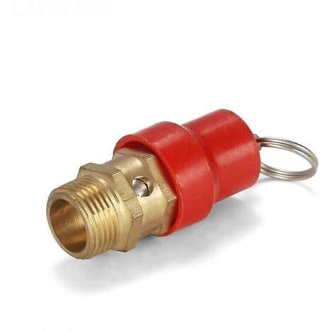 Luftkompressor säkerhetsventil, tryckbegränsningsventil, G1/4 hane, 8 kg tryckjustering, röd hatt, 1-pack