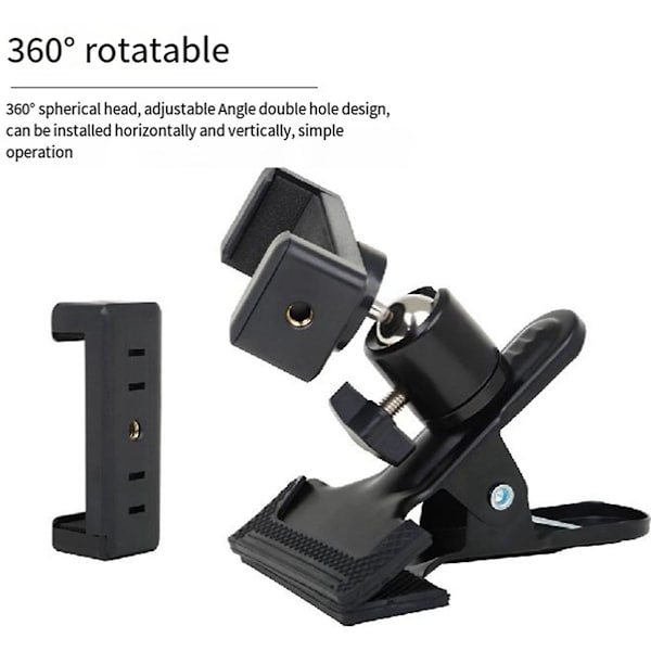 Gitarr toppklämma, gitarrtelefonhållare smartphone, 360 graders rotation mobiltelefonklämma klämfäste för el- eller akustisk gitarr