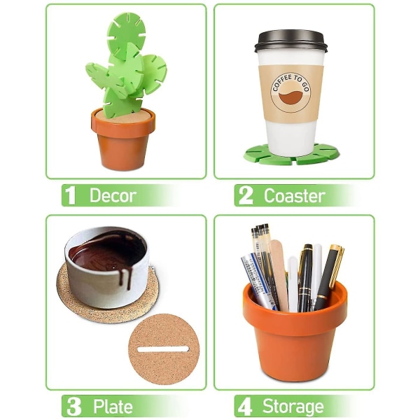 Cactus Coasters For Coffee Coasters Sett med 6