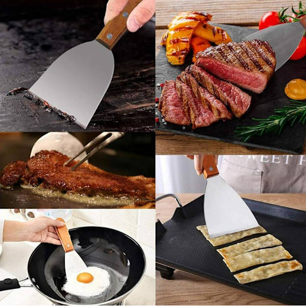 Multifunktionell grillspatel Teppanyaki rengöringsspatel -21*8.8cm, 2 stycken