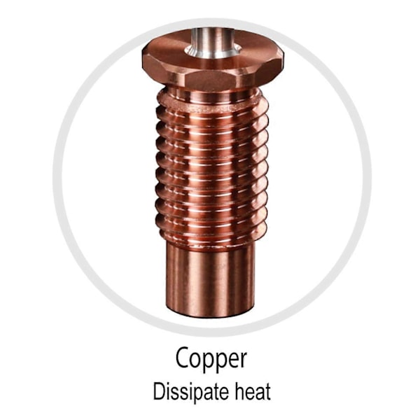 2 stk. All-Metal Bi-Metal V6-TCrazy Heatbreak Titanium & Kobber 3D-printerdyse Bimetal Hals til