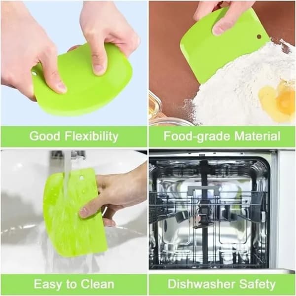 Plastskraper for boller - Multifunksjonell deigkutter - Grønn, hvit, rosa - For tilberedning av pasta, kaker og pizza