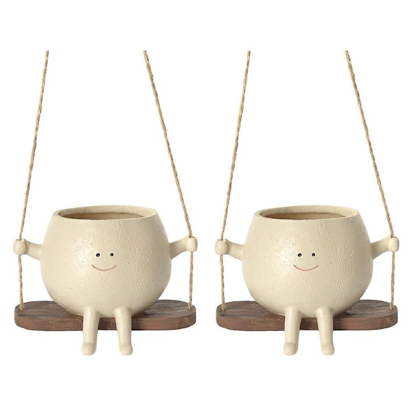 Swing Face Planter Pots, Søde Væghængte Resin Blomsterhoved Planter Til Indendørs & Udendørs, Sukkulenter/kaktus Kurv