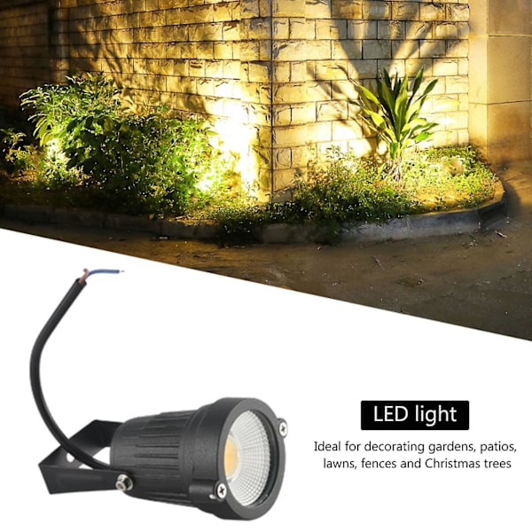Cob 3w 12v LED Gräsmatta Ljus Vattentät LED Spotlight Trädgård Trädgård Ljus Utomhus Spotlight (ingen Pelare