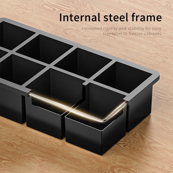 Square Silicone Ice Cube Tray with Lid - Easy Ice Cube Release for Whiskey 8-grid