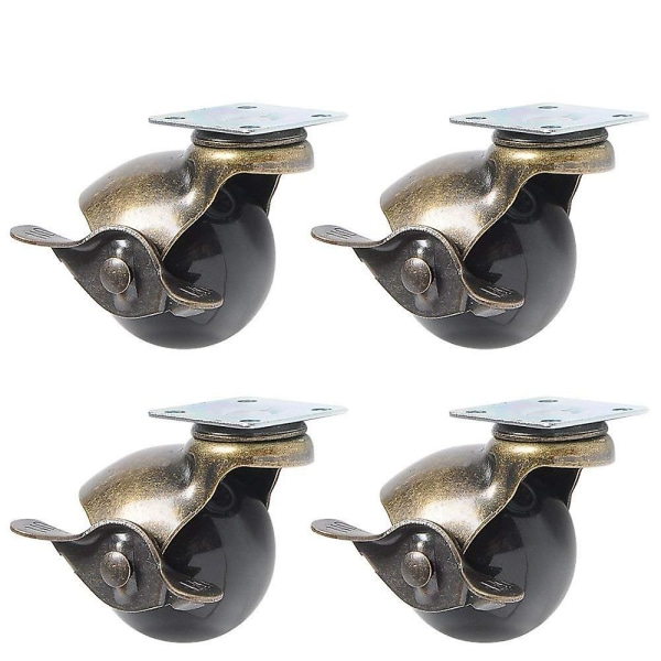 Möbelhjul (1,5\" (40 mm) - med bromsar) 4 platta hjul med bromsar Möbelhjul Universal