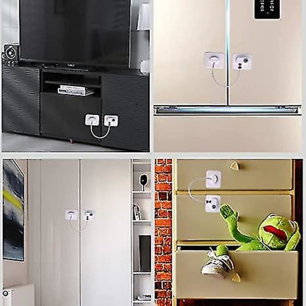 Børnesikkerhedslåse (2-pak), køleskabslås med nøgler, til køleskab, skabe, skuffer, opvaskemaskine, toilet og børneskabslås, 3 m klæbemiddel N