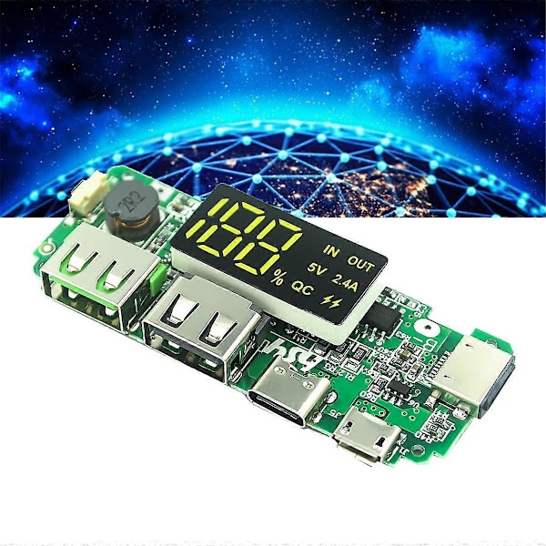 18650 Litiumbatteri Digital Display Laddningsmodul med Display Boost Modul