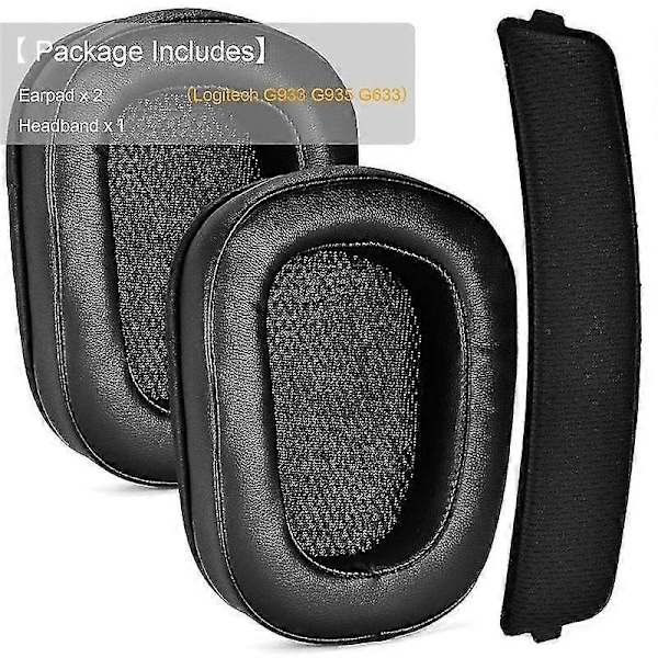 1 par Skum Öronkuddar Läder Öronmuffar för Logitech G933 G935 G633 / g 933 g 935 g 633 Artemis Hörlurar